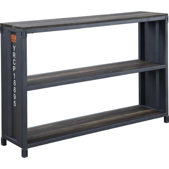 MDF 3 Tier Bookshelf with Metal Container Style, Gray and Brown
