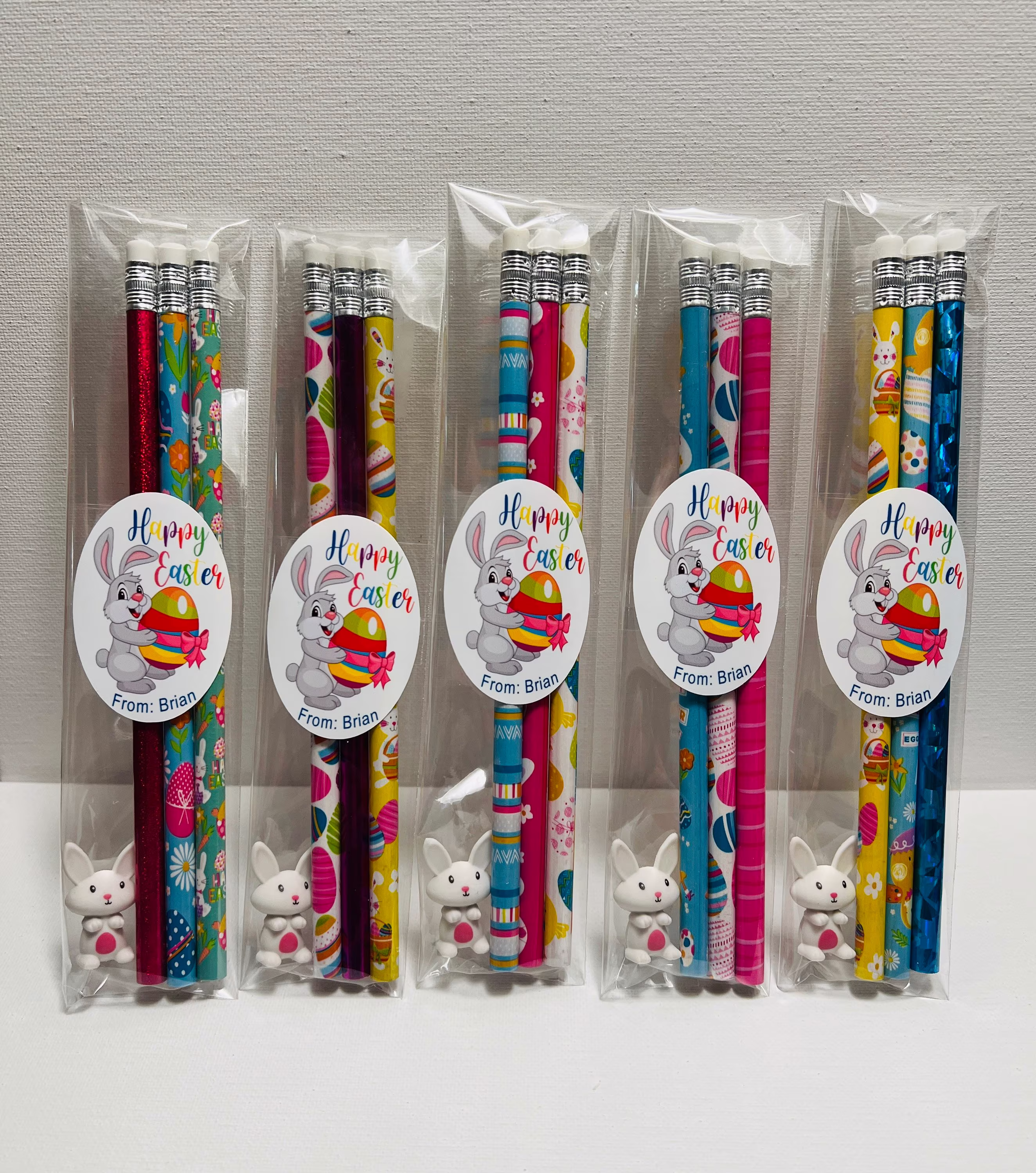 Personalized Easter Basket Stuffers, Pencils Bunny Classroom Gifts Kids Gift