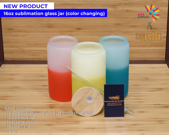 Blank 16Oz Sublimation Glass Jar | Color Changing