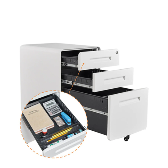 Mobile 3 Drawer Storage Filing Cabinet with Lock and Key