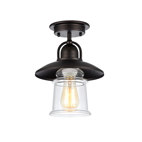 Industrial 1-light Oil Rubbed Bronze Semi-Flush Mount
