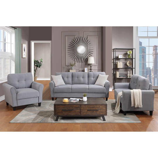 Living Room Sofa Set Linen Upholstered Couch Furniture(1+2+3 Seat)Grey