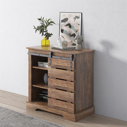 Dining Cabinet Buffet Sideboard w/ Sliding Door&Interior Shelves,Brown