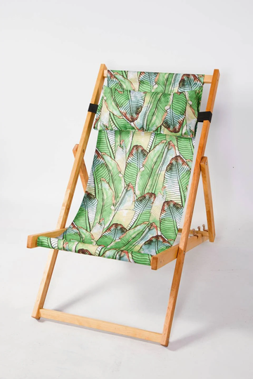 New Hardwood Banana Leavesgarden Deck Chair Beach Wooden Deckchairs With Pillow