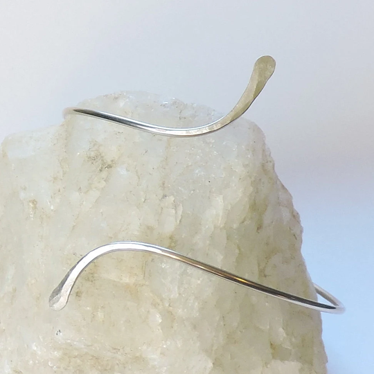 Silver Armlet - Minimalist Armband Smooth Lightly Curved Wisps Arm Band German Upper Cuff Bracelet Made To Order
