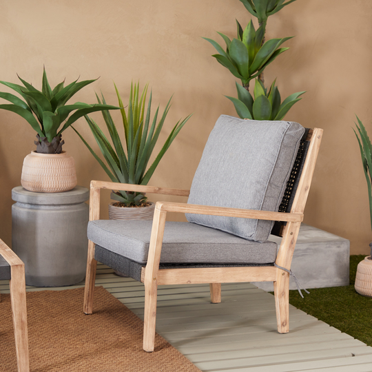 Dark Grey Wood Contemporary Outdoor Sofa or Chair