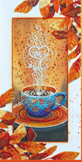 Diy Bead Embroidery Kit On Art Canvas "Autumn Latte" Size 8.2"×16.5" | 21×42 cm, Gift | Abris