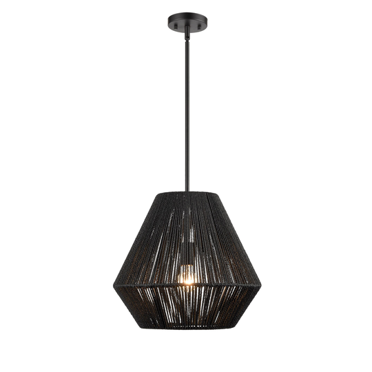 Millennium Lighting Elise 1 Light Matte Black Rattan Pendant Fixture