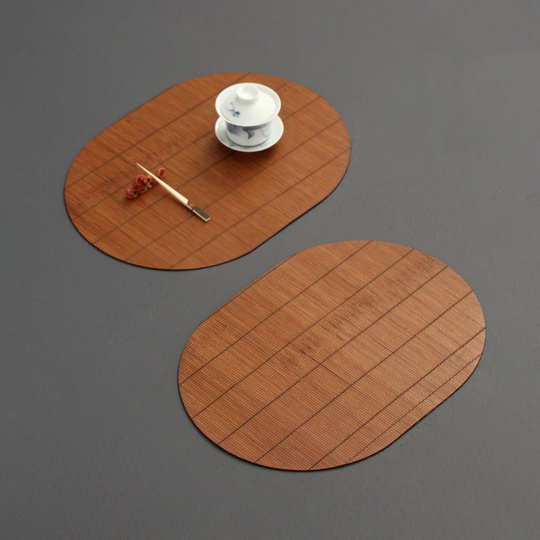 Handmade Oval Bamboo Slat Table Runner, Tea Mat, Set Accessory, Placemat