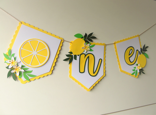 Lemon High Chair Banner, Lemonade Citrus Birthday Fruit Theme 1st Girl Birthday, Floral One Highchair Photo Prop Backdrop