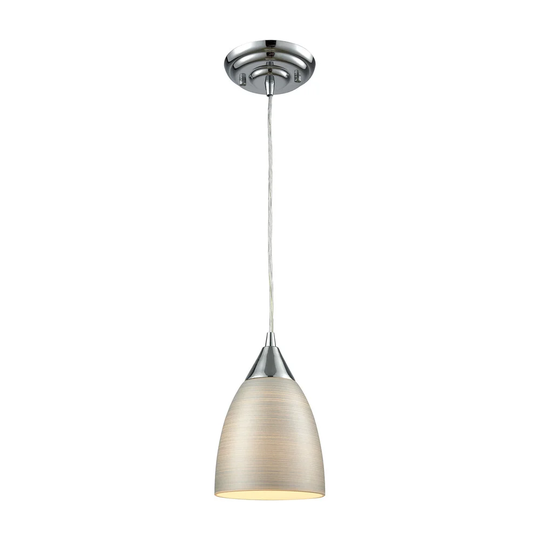 Merida Polished Chrome and Silvertone Linen Glass 1-light Pendant