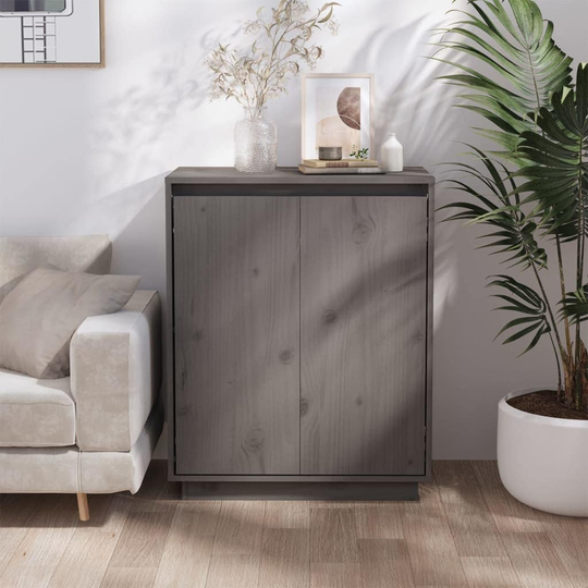 Sideboard Gray 23.6"x13.4"x29.5" Solid Wood Pine