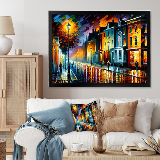 Designart 'Colorful City Vibrant Radiant II' Cityscapes Framed Art Print