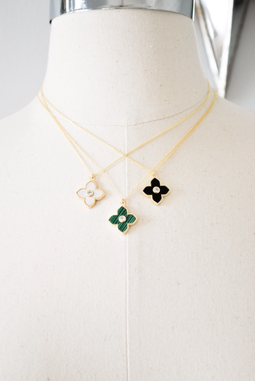 Mother Of Pearl Necklace, Onyx Necklace, Malachite Necklace, Floral Necklace, Flower Necklace, Gemstone Necklace, Birthstone Necklace