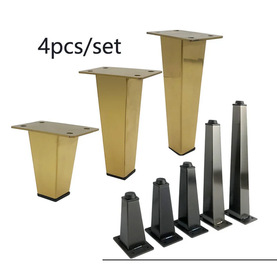 4Pcs Adjustable Sofa Legs Metal Table Square Foot, Golden Furniture, Bed Bathroom Cabinet Foot, Support Tv Raised Foot