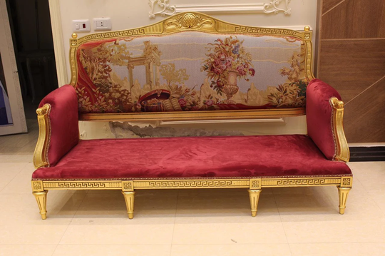 Gold Leaf Settee Sofa Loveseat Tapestry Fabric
