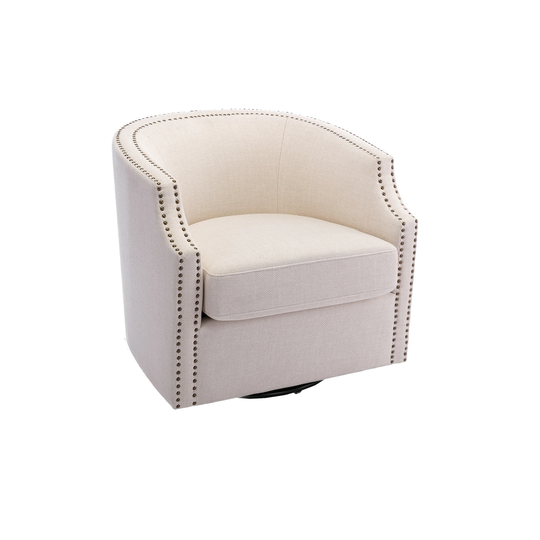 Upholstered Swivel Chair Accent Chair in PU with Nailheads - 30"Wx28"Dx28"H