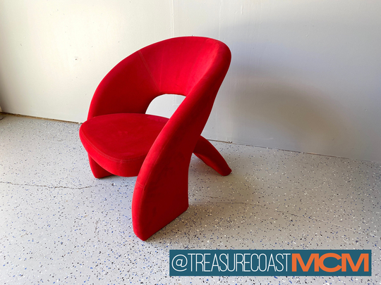 Post Modern Jaymar Style Tongue Chair/Red Mcm Retro 80's Shipping Not Included