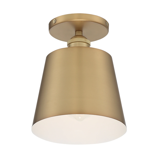 Nova Lighting One Light Semi Flush Mount Motif Brushed Brass / Whit - Exact Size
