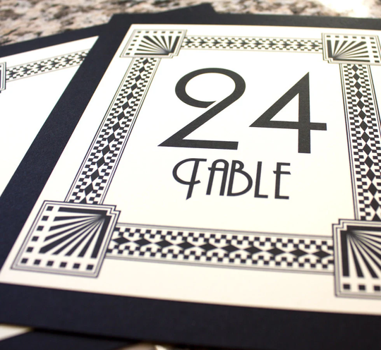 Art Deco Table Number Wedding Decor Sign Custom Great Gatsby Roaring Twenties Historical Reception Special Event