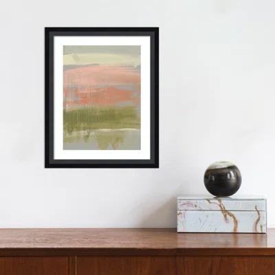 Coral And Olive Striations I By Jennifer Goldberger Framed Art Print