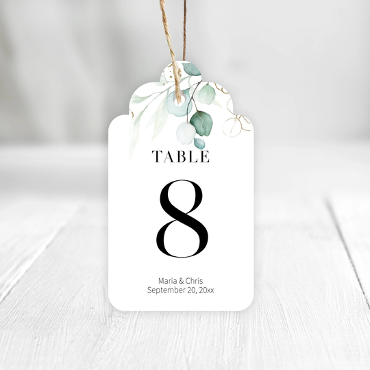 Eucalyptus Table Numbers Tags, Personalized Reception Numbers, Wedding Centerpiece Decor, C01