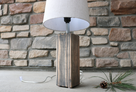 Wooden Table Lamp Farmhouse | Handcrafted Reclaimed Wood Side Rustic Decor House Christmas Gift For Him