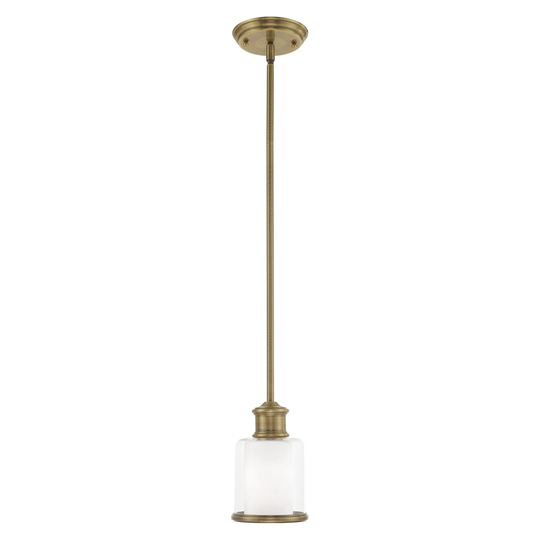 Livex Lighting Middlebush 1-Light Antique Brass Mini Pendant - 5.5"Dia. x 10"-46"Adj. H
