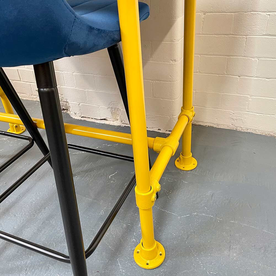 2 Planks | Kitchen Island Table Rustic Industrial Yellow Steel Legs High Dining Reclaimed Timber