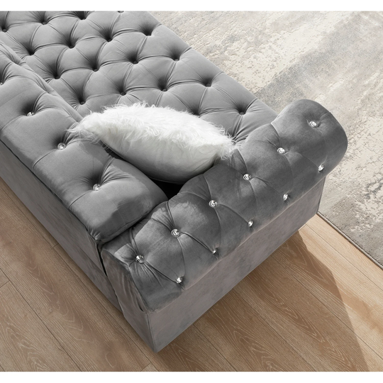 Velvet Three-Seat Chesterfield Classic Sofa