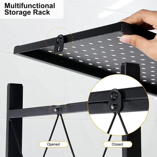 Black 5-Tier Heavy Duty Foldable Metal Rack Storage Shelving Unit