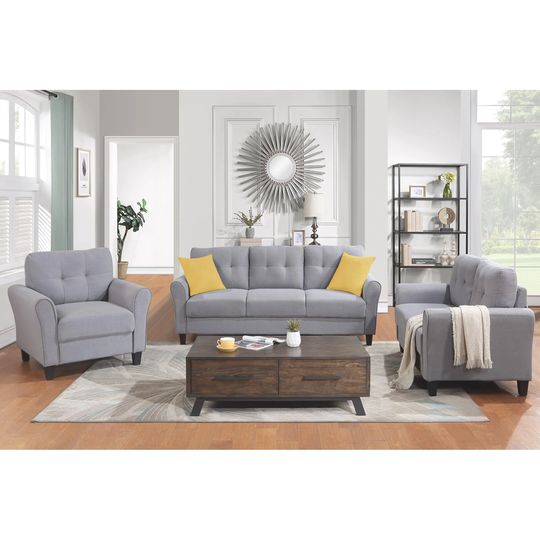Living Room Sofa 3-piece Set Linen Upholstered Couch Furniture 3-seater Sofa & Loveseat for Home Office (1+2+3 Seat)