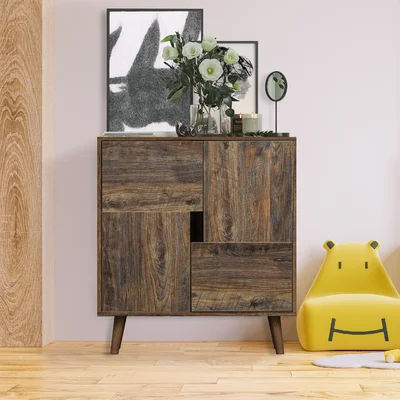 Martina Brown Wooden Sideboard With 4 Cabinets