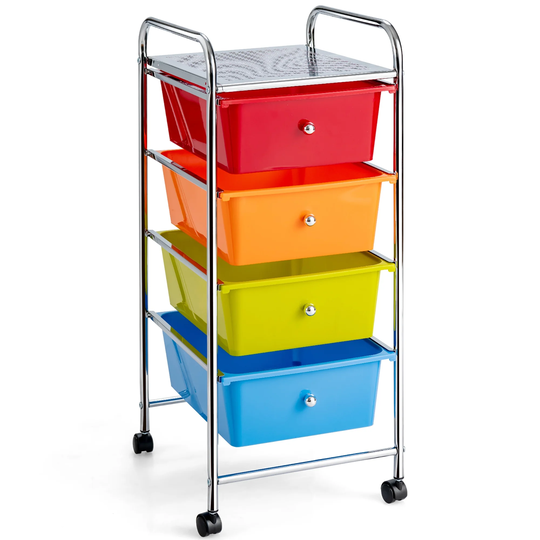 Costway 4-Drawer Cart Storage Bin Organizer Rolling w/Plastic Drawers - see details