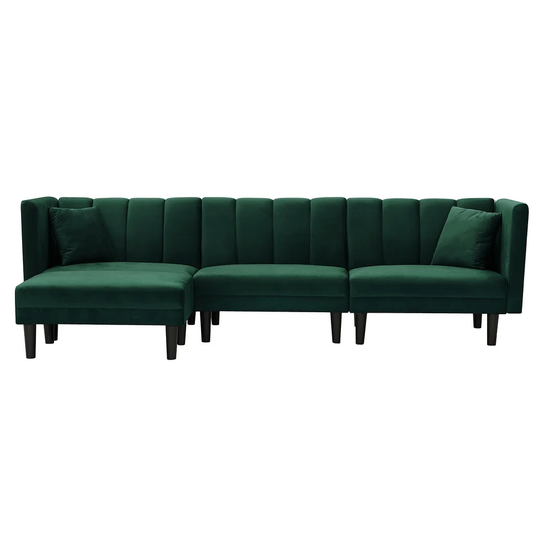 Sectional Sofa Bed Reversible Sleeper Sofa with 2 Pillows