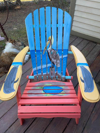 Adirondack Chair - Custom Colors Margaritaville Beach Hand Painted Bright Colors Pelican Turtle