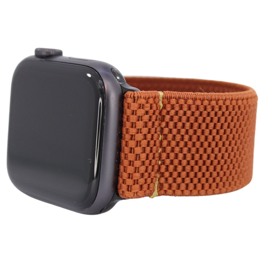 Elastic Watch Band For Apple - All Series | Models 1 8, Se, Ultra Textured Rust Brown Bronze Loop Strap