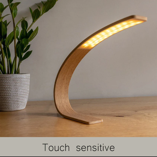 Wooden Table Lamp, Desk Accessories, Walnut Bedside Led Office Decor, Modern Or Minimalist Contemporary Brown