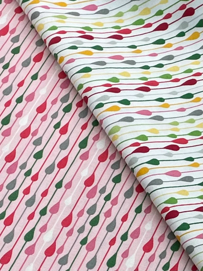 Raindrops, Colorful Rain, Summer Sprinkles, Pink White, Rainbows Of Colors, Cotton, Rainbows, Rain Drops Coordinate Fabric