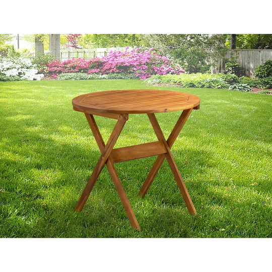 Marion Round Table Made of Acacia wood in Natural Oil Finish - N/A