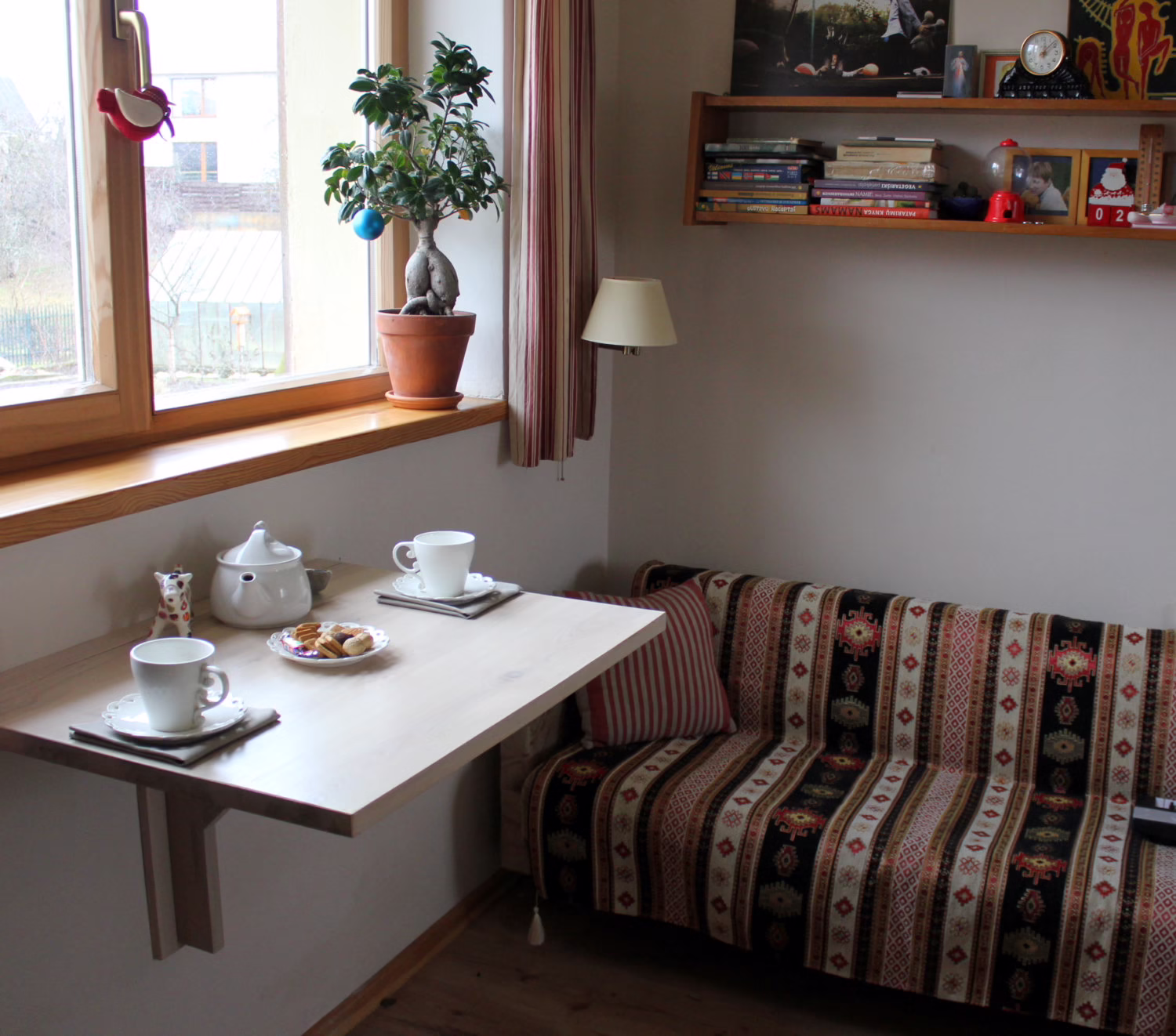 Wall Folding Table in Solid Oak - Folding Wall Mounted Drop Leaf Dining Space Saving Furniture Fold Down Desk