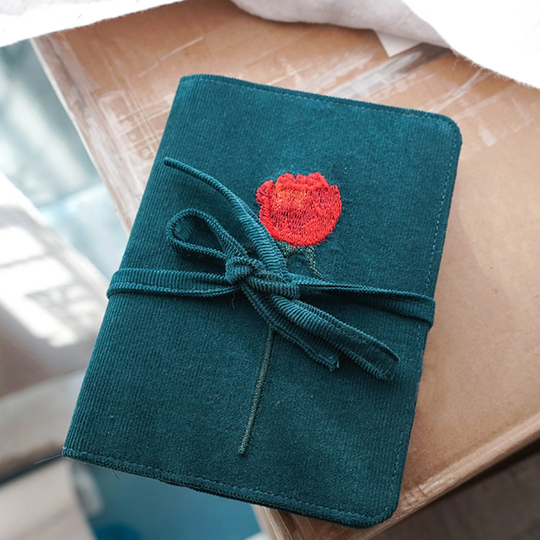 Soft Cover Journals & Notebook For Girls, Embroidery Rose Planner, 6 Rings Refillable A5 Blue, Art Notebook, Fine Birthday Gift Women