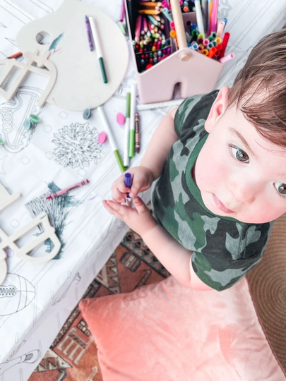 Customized Kids Coloring Busy Board Alternative | Personalized Table Cover Custom Birthday Party Decor Paper Cloth