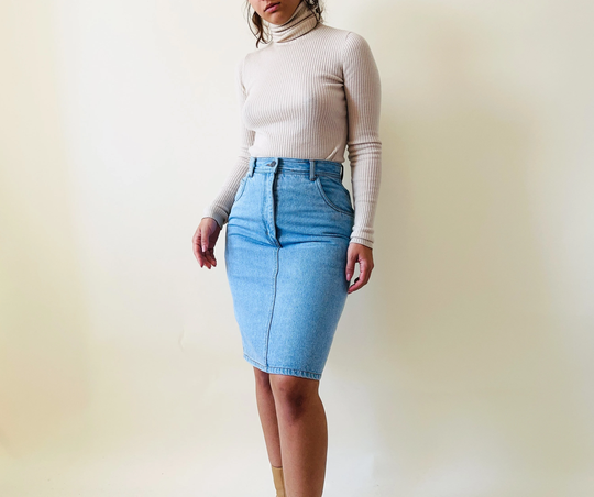 Vintage Denim Pencil Skirt