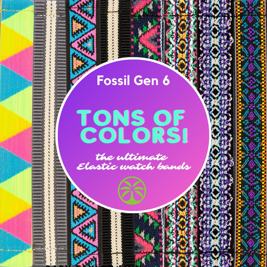 Elastic Watch Band For Fossil Gen 6 - Choose Your Pattern Fits Models Tons Of Color Options With 18mm Or 22mm Adapters