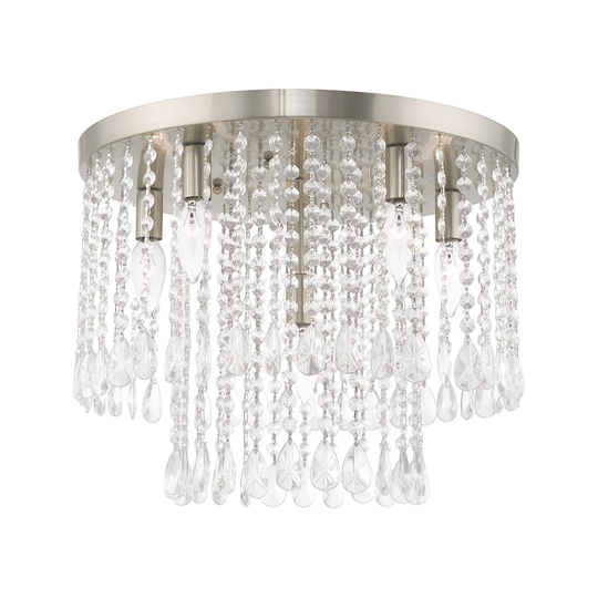 Livex Lighting Elizabeth 6-Light Brushed Nickel Ceiling Mount - 17.75"Dia. x 13.75"H