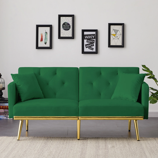 Modern Velvet Sofa Bed 3 Adjustable Positions Sofa Chair for Living Room