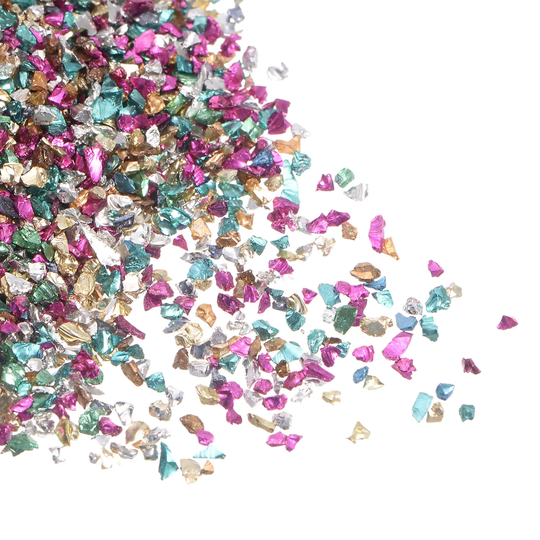 Crushed Glass Chips 100g 1-3mm Irregular Metallic Glitter Glass Colorful