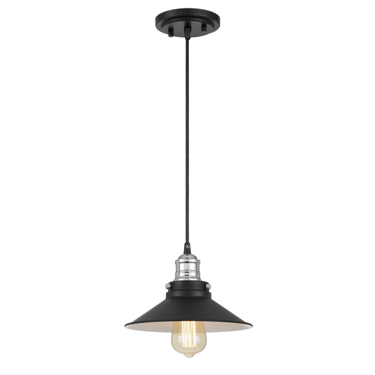 Peet 1-Light Chrome & Matte Black Finish Mini Pendant 9.25" x9.25"x 6" - Mini Pendant