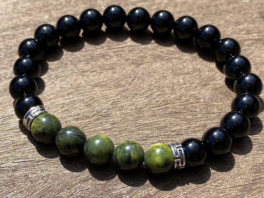 Men's Atlantasite & Onyx Healing Stone Bracelet Or Anklet With Positive Energy
